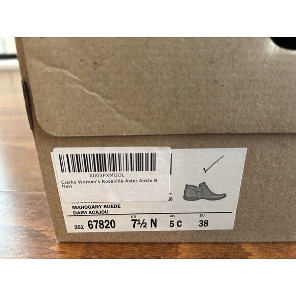 Clarks Women's Roseville Aster Ankle Boot Fur Lined Mahogany Slip On NEW 7.5 N - Picture 6 of 9